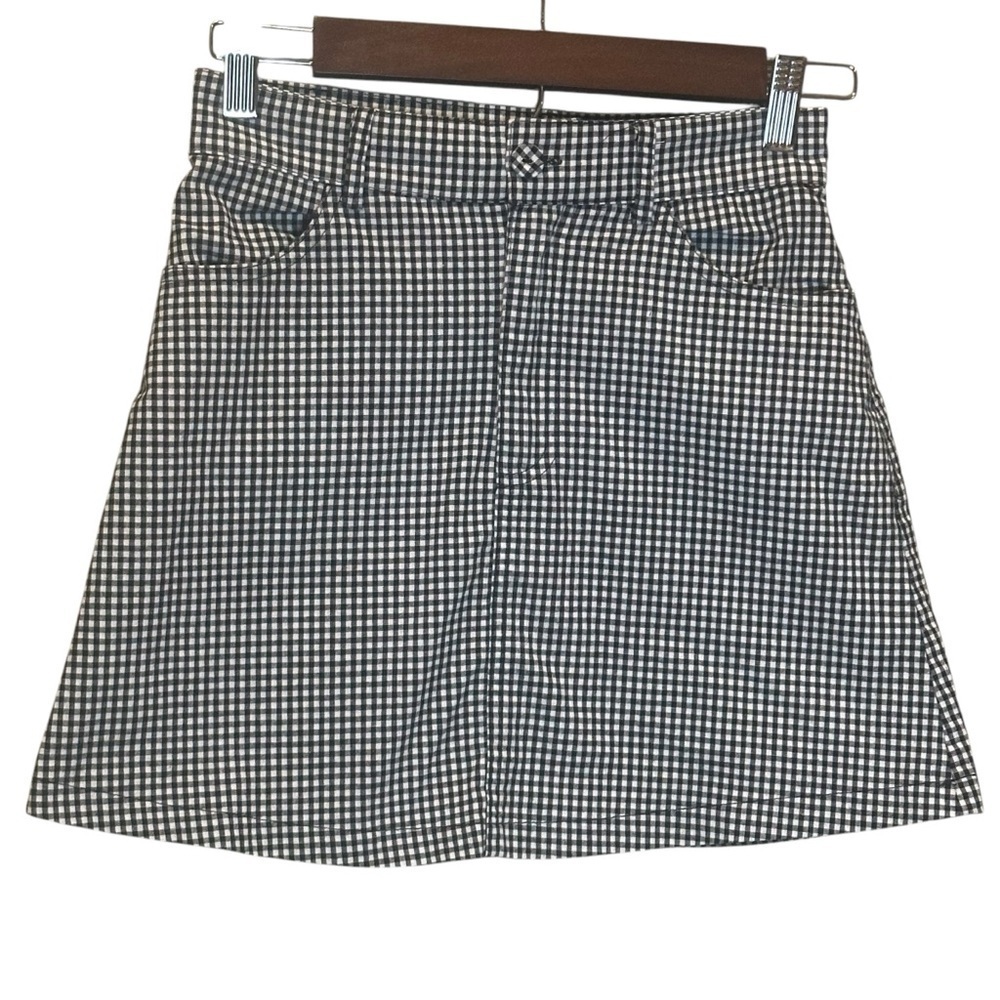 John Galt Black White Gingham Plaid Print Mini Skirt Women’s Size XS